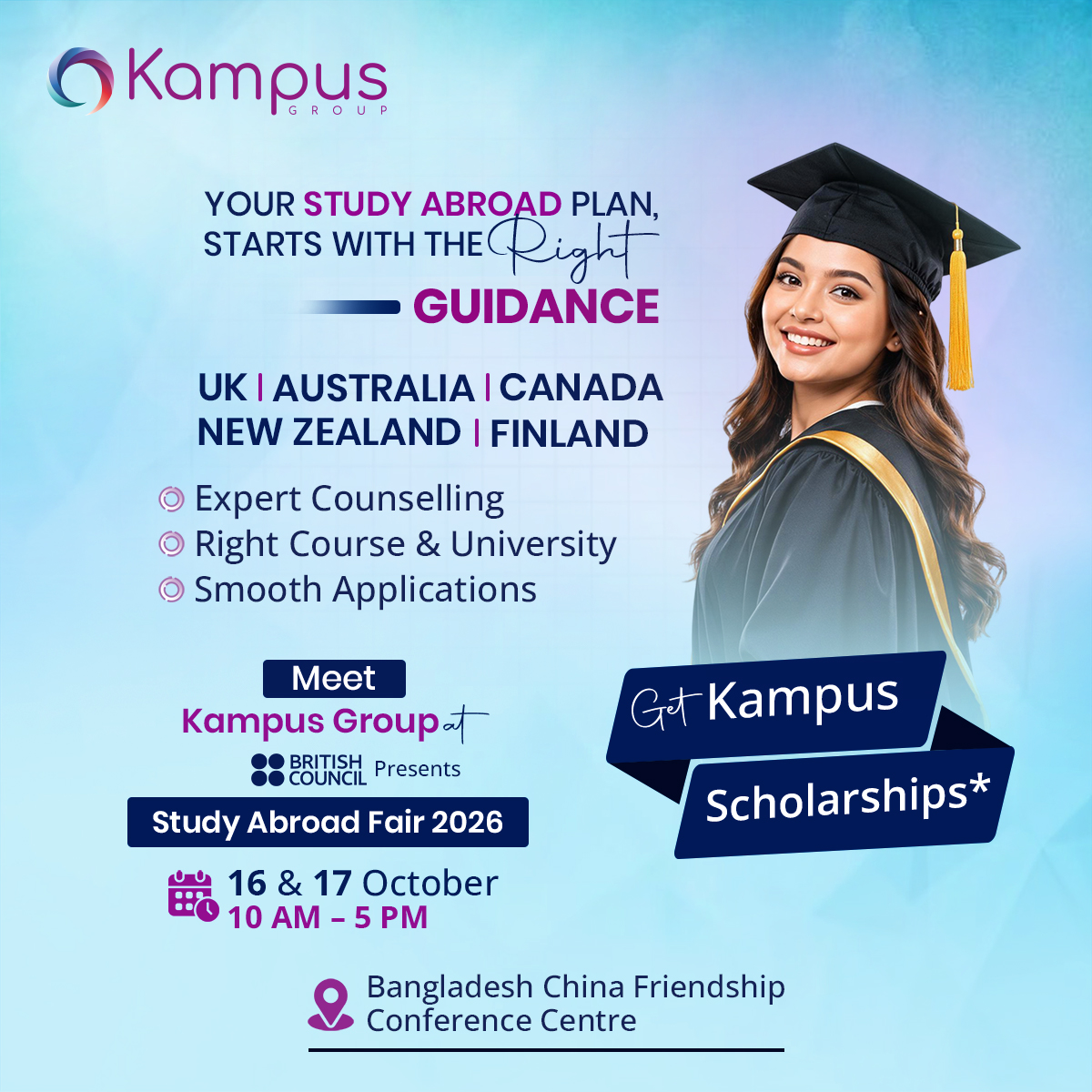 YOUR STUDY ABROAD PLAN, STARTS WITH THE Right GUIDANCE